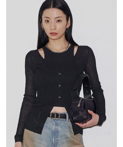 VEQUM】SHEER WAVING LAYER KNIT（ニット/セーター）｜VEQUM