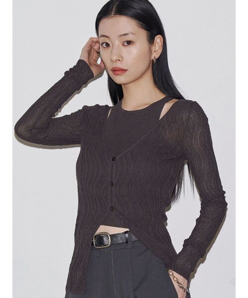 VEQUM（VEQUM）の「【VEQUM】SHEER WAVING LAYER KNIT（ニット/セーター・レディース・ブルー/ブラック/ブラウン・FREE）」の20枚目の写真