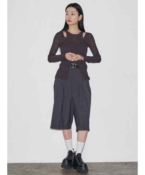 VEQUM（VEQUM）の「【VEQUM】SHEER WAVING LAYER KNIT（ニット/セーター・レディース・ブルー/ブラック/ブラウン・FREE）」の4枚目の写真