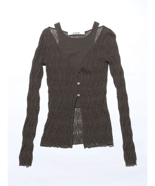 VEQUM（VEQUM）の「【VEQUM】SHEER WAVING LAYER KNIT（ニット/セーター・レディース・ブルー/ブラック/ブラウン・FREE）」の8枚目の写真