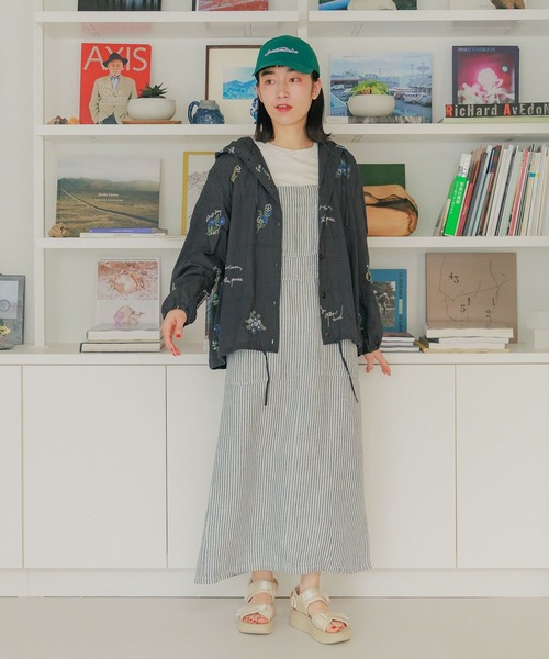 niko and… ニコアンド　FINEリネンステッチジャンパースカート　美品 セール】FINEリネンステッチジャンパースカート（ジャンパー