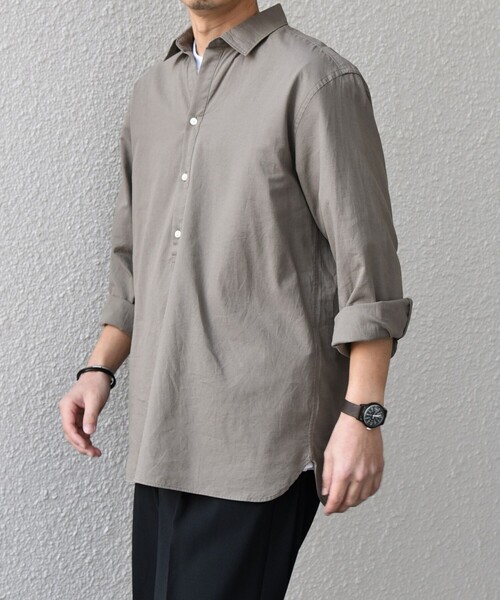 SHIPS any（シップス エニィ）の「SHIPS any:〈洗濯機可能〉コットン/リネン 7分袖  スキッパー プルオーバー シャツ 25SS◇（シャツ/ブラウス・メンズ・ネイビー/ナチュラル/グレー/オリーブ/コバルトブルー・SMALL/LARGE/MEDIUM/X-LARGE）」の7枚目の写真