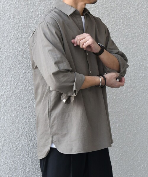 SHIPS any（シップス エニィ）の「SHIPS any:〈洗濯機可能〉コットン/リネン 7分袖  スキッパー プルオーバー シャツ 25SS◇（シャツ/ブラウス・メンズ・ネイビー/ナチュラル/グレー/オリーブ/コバルトブルー・SMALL/LARGE/MEDIUM/X-LARGE）」の8枚目の写真