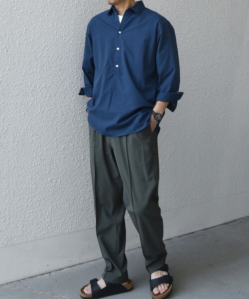 SHIPS any（シップス エニィ）の「SHIPS any:〈洗濯機可能〉コットン/リネン 7分袖  スキッパー プルオーバー シャツ 25SS◇（シャツ/ブラウス・メンズ・ネイビー/ナチュラル/グレー/オリーブ/コバルトブルー・SMALL/LARGE/MEDIUM/X-LARGE）」の9枚目の写真