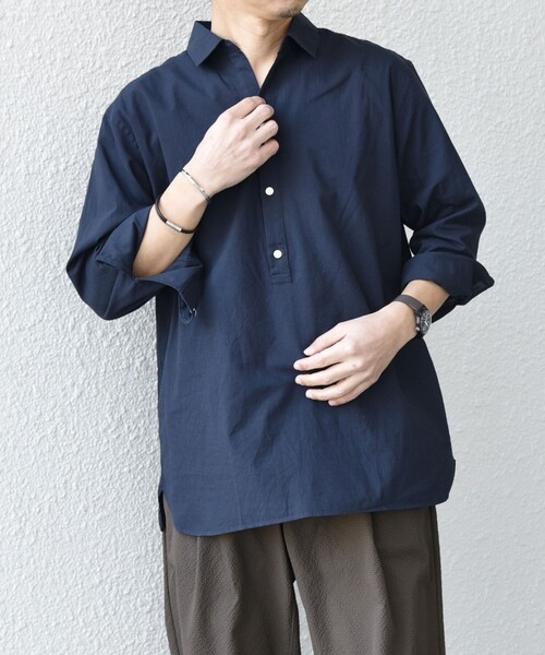 SHIPS any（シップス エニィ）の「SHIPS any:〈洗濯機可能〉コットン/リネン 7分袖  スキッパー プルオーバー シャツ 25SS◇（シャツ/ブラウス・メンズ・ネイビー/ナチュラル/グレー/オリーブ/コバルトブルー・SMALL/LARGE/MEDIUM/X-LARGE）」の16枚目の写真