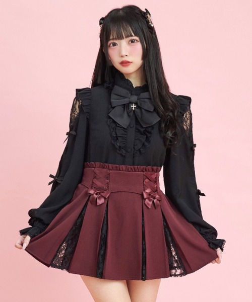 Secret Honey（シークレットハニー）の「レースマチスカパン（スカート・レディース・ブラック/ワインレッド・MEDIUM）」の2枚目の写真