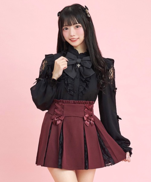 Secret Honey（シークレットハニー）の「レースマチスカパン（スカート・レディース・ブラック/ワインレッド・MEDIUM）」の4枚目の写真