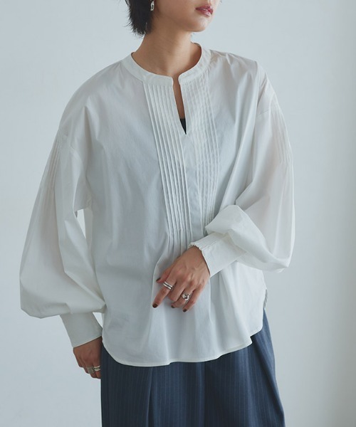 RASW（ラス）の「[RASW]キーネックボリュームスリーブブラウス（シャツ/ブラウス・レディース・ネイビー/オフホワイト/ブラック・M/L）」の5枚目の写真