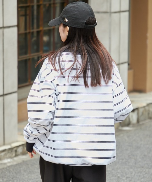 CIAOPANIC TYPY（チャオパニックティピー）の「【ユニセックス】ビックシルエットアソートボーダーTシャツ（Tシャツ/カットソー・メンズ・ブラック/グリーン/ブラウン/ホワイト・MEDIUM/LARGE）」の21枚目の写真