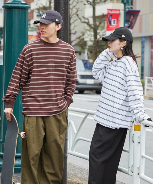 CIAOPANIC TYPY（チャオパニックティピー）の「【ユニセックス】ビックシルエットアソートボーダーTシャツ（Tシャツ/カットソー・メンズ・ブラック/グリーン/ブラウン/ホワイト・MEDIUM/LARGE）」の5枚目の写真