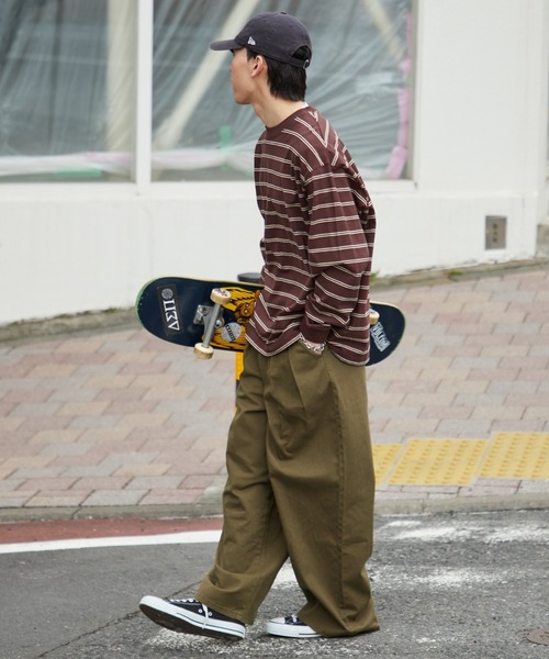 CIAOPANIC TYPY（チャオパニックティピー）の「【ユニセックス】ビックシルエットアソートボーダーTシャツ（Tシャツ/カットソー・メンズ・ブラック/グリーン/ブラウン/ホワイト・MEDIUM/LARGE）」の10枚目の写真