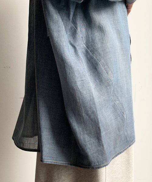 袖リブシアーデニムシャツ（シャツ/ブラウス）｜DouDou（ドゥドゥ）の