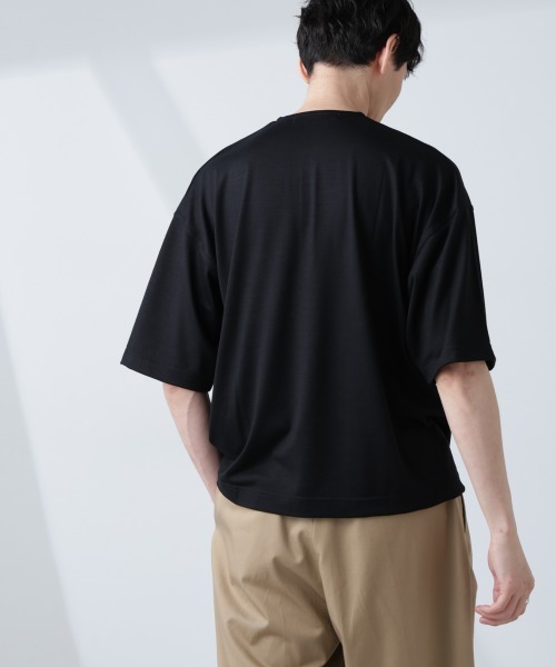 NANO universe(ナノユニバース)の「「ALL-DAYS COMFORT 100% WOOL」 ヘンリーネックTEE(Tシャツ/カットソー・メンズ・ブラック/カーキ・L/M/S)」の5枚目の写真