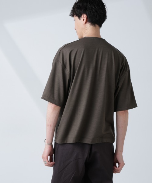NANO universe(ナノユニバース)の「「ALL-DAYS COMFORT 100% WOOL」 ヘンリーネックTEE(Tシャツ/カットソー・メンズ・ブラック/カーキ・L/M/S)」の12枚目の写真