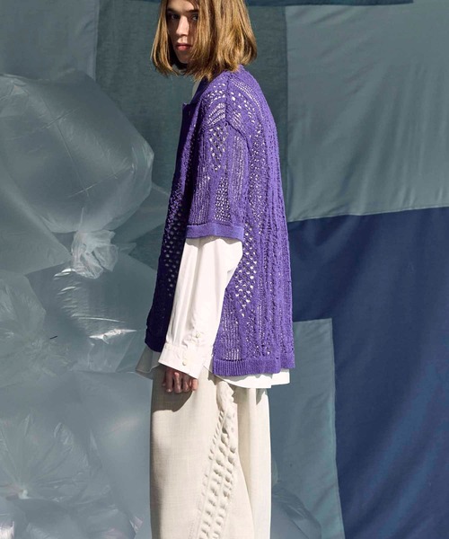 MAISON SPECIAL(メゾンスペシャル)の「《UNISEX》Prime-Over Japanese Paper Short Sleeve Knit Shirt/プライムオーバー和紙ショートスリーブニットシャツ【MAISON SPECIAL/メゾンスペシャル】(ニット/セーター・メンズ・グレイッシュベージュ/パープル/ブラック・1/2)」の5枚目の写真