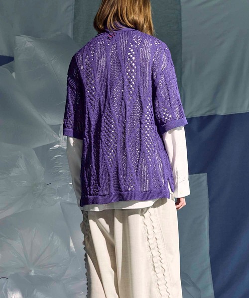 MAISON SPECIAL(メゾンスペシャル)の「《UNISEX》Prime-Over Japanese Paper Short Sleeve Knit Shirt/プライムオーバー和紙ショートスリーブニットシャツ【MAISON SPECIAL/メゾンスペシャル】(ニット/セーター・メンズ・グレイッシュベージュ/パープル/ブラック・1/2)」の6枚目の写真