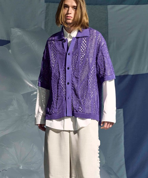 MAISON SPECIAL(メゾンスペシャル)の「《UNISEX》Prime-Over Japanese Paper Short Sleeve Knit Shirt/プライムオーバー和紙ショートスリーブニットシャツ【MAISON SPECIAL/メゾンスペシャル】(ニット/セーター・メンズ・グレイッシュベージュ/パープル/ブラック・1/2)」の16枚目の写真