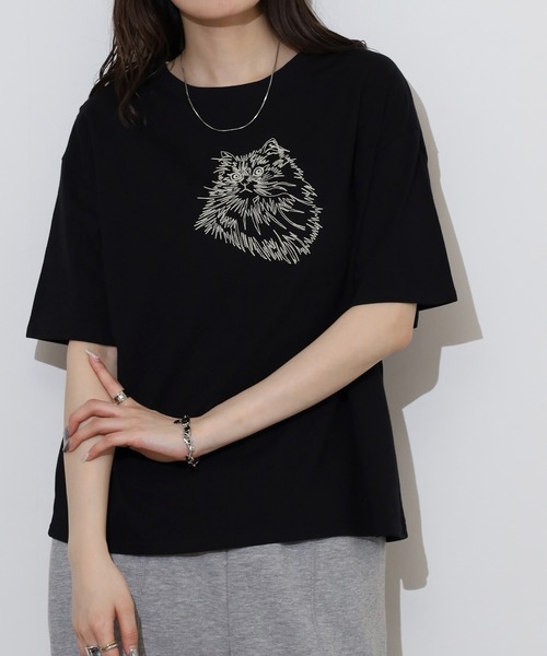 BARNDOOR（バーンドア）の「BARNDOOR 20天竺刺繍Tシャツ（Tシャツ/カットソー・レディース・ホワイト系2/ホワイト系1/ブラック系3/ブラック系1/ネイビー系2/ホワイト系3/ネイビー系1・FREE）」の5枚目の写真