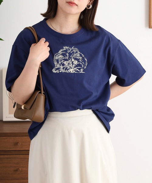 BARNDOOR（バーンドア）の「BARNDOOR 20天竺刺繍Tシャツ（Tシャツ/カットソー・レディース・ホワイト系2/ホワイト系1/ブラック系3/ブラック系1/ネイビー系2/ホワイト系3/ネイビー系1・FREE）」の7枚目の写真