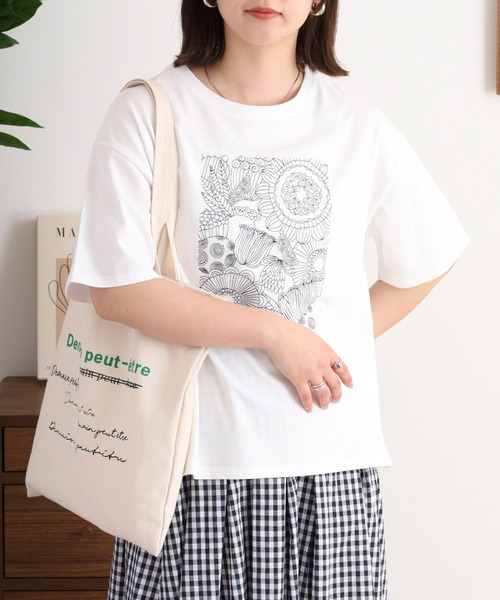 BARNDOOR（バーンドア）の「BARNDOOR 20天竺刺繍Tシャツ（Tシャツ/カットソー・レディース・ホワイト系2/ホワイト系1/ブラック系3/ブラック系1/ネイビー系2/ホワイト系3/ネイビー系1・FREE）」の10枚目の写真