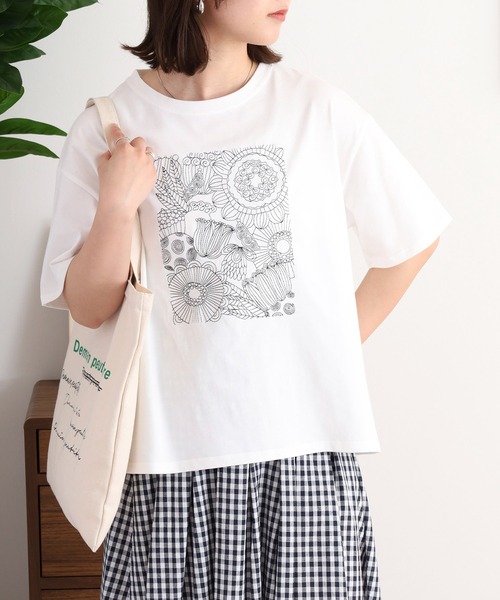 BARNDOOR（バーンドア）の「BARNDOOR 20天竺刺繍Tシャツ（Tシャツ/カットソー・レディース・ホワイト系2/ホワイト系1/ブラック系3/ブラック系1/ネイビー系2/ホワイト系3/ネイビー系1・FREE）」の11枚目の写真