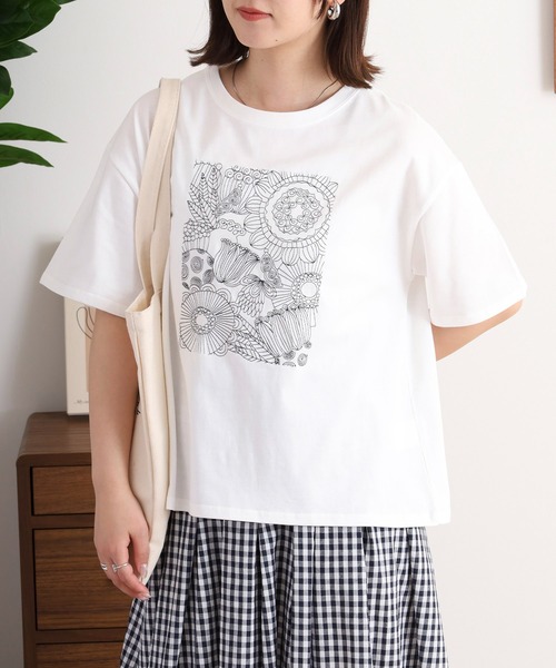 BARNDOOR（バーンドア）の「BARNDOOR 20天竺刺繍Tシャツ（Tシャツ/カットソー・レディース・ホワイト系2/ホワイト系1/ブラック系3/ブラック系1/ネイビー系2/ホワイト系3/ネイビー系1・FREE）」の12枚目の写真