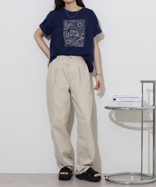BARNDOOR（バーンドア）の「BARNDOOR 20天竺刺繍Tシャツ（Tシャツ/カットソー・レディース・ホワイト系2/ホワイト系1/ブラック系3/ブラック系1/ネイビー系2/ホワイト系3/ネイビー系1・FREE）」の18枚目の写真