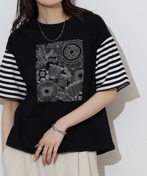 BARNDOOR（バーンドア）の「BARNDOOR 20天竺刺繍Tシャツ（Tシャツ/カットソー・レディース・ホワイト系2/ホワイト系1/ブラック系3/ブラック系1/ネイビー系2/ホワイト系3/ネイビー系1・FREE）」の21枚目の写真