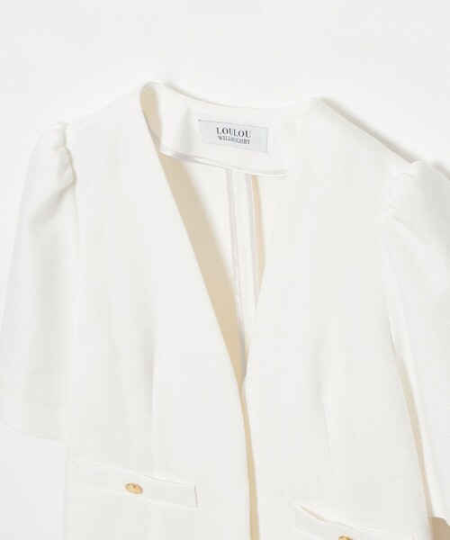 LOULOU WILLOUGHBY】ブライトリネン半袖ジャケット（ノーカラー