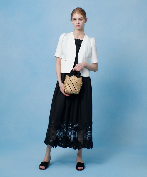 LOULOU WILLOUGHBY】ブライトリネン半袖ジャケット（ノーカラー