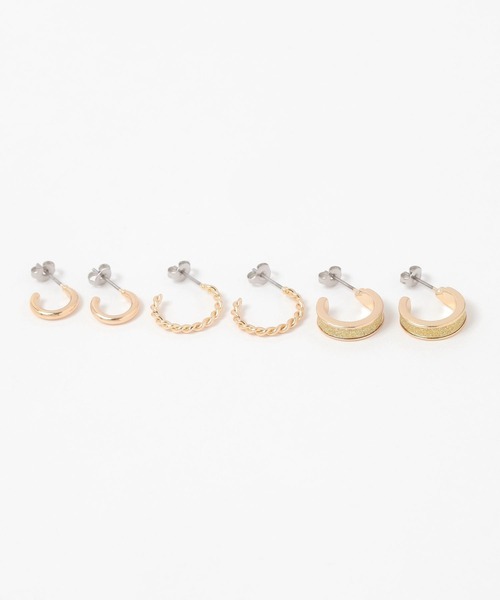 ラメフープピアス6点セット / 320313（ピアス（両耳用））｜LAKOLE
