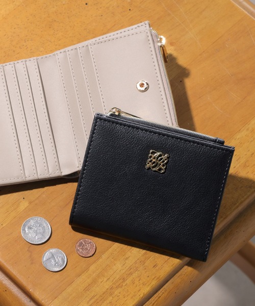 セール】二つ折り財布 2つ折り コンパクト 財布 ロゴプレート（財布