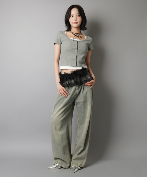 ボトムにレイヤードして一気に今っぽ！レース巻きスカート/ラップ