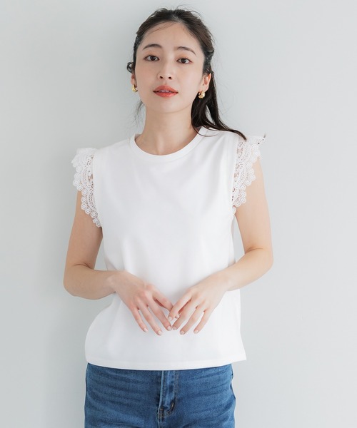 coca(coca)(コカ)の「肩レーストップス(Tシャツ/カットソー・レディース・ホワイト/ブラック・M/L/S)」の3枚目の写真