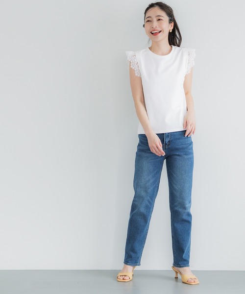coca(coca)(コカ)の「肩レーストップス(Tシャツ/カットソー・レディース・ホワイト/ブラック・M/L/S)」の6枚目の写真