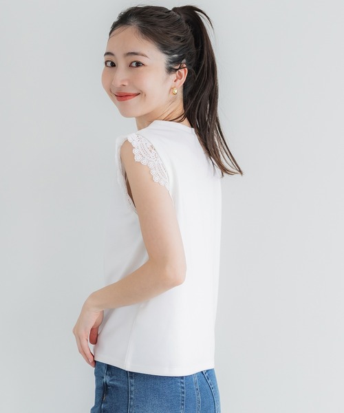 coca(coca)(コカ)の「肩レーストップス(Tシャツ/カットソー・レディース・ホワイト/ブラック・M/L/S)」の7枚目の写真
