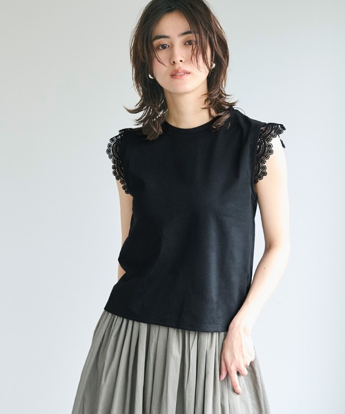 coca(coca)(コカ)の「肩レーストップス(Tシャツ/カットソー・レディース・ホワイト/ブラック・M/L/S)」の12枚目の写真