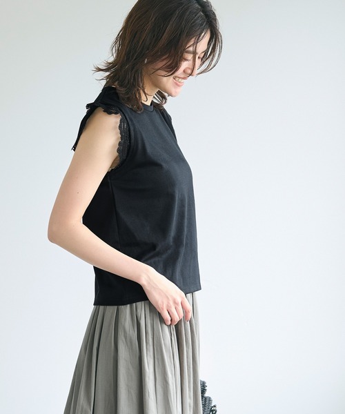 coca(coca)(コカ)の「肩レーストップス(Tシャツ/カットソー・レディース・ホワイト/ブラック・M/L/S)」の13枚目の写真
