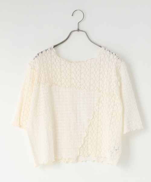 LOWRYS FARM(ローリーズファーム)の「レースメーロー5S 451472(Tシャツ/カットソー・レディース・ブラック/オフホワイト/アイボリー・FREE)」の9枚目の写真