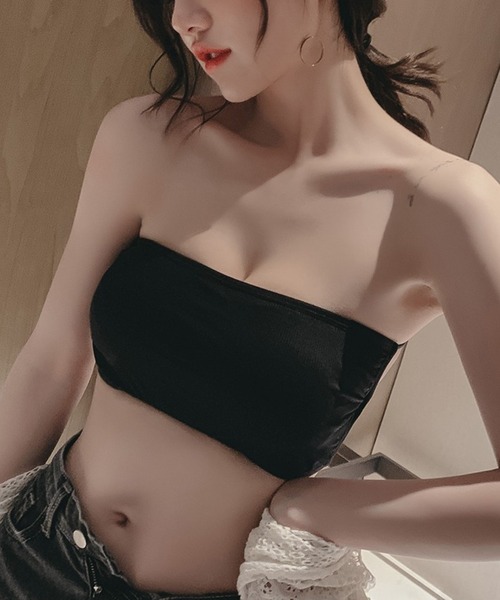 lit.Cy(リットシー)の「ボリュームアップ BACKクロス チューブトップ ベアトップ カップ付き(チューブトップ・レディース・ブラック/オフホワイト/クリーム・FREE)」の6枚目の写真