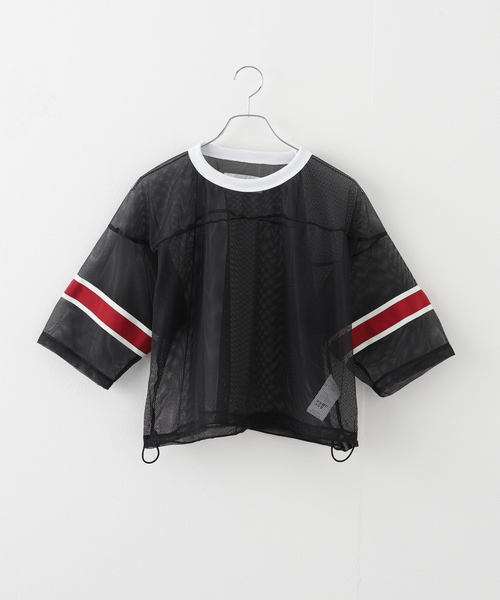 JANE SMITH / JOHN SMITH(ジェーンスミスジョンスミス)の「【JANE SMITH/ジェーンスミス】POLYESTER MESH FOOTBALL SHIRT:カットソー(Tシャツ/カットソー・レディース・ホワイト/ブラック・38)」の1枚目の写真