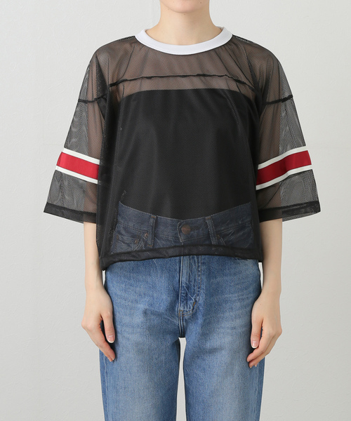 JANE SMITH / JOHN SMITH(ジェーンスミスジョンスミス)の「【JANE SMITH/ジェーンスミス】POLYESTER MESH FOOTBALL SHIRT:カットソー(Tシャツ/カットソー・レディース・ホワイト/ブラック・38)」の3枚目の写真