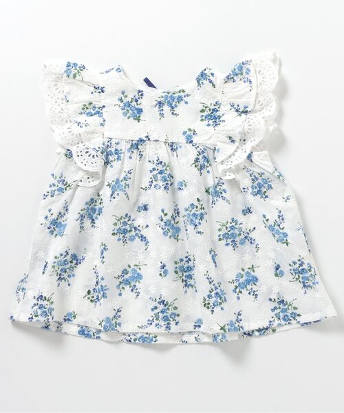 apres les cours（アプレレクール）の「【リンク】レースフラワープリントチュニック（シャツ/ブラウス・キッズ・サックスブルー/オフホワイト・90/100/110/120/80/130/140）」の13枚目の写真