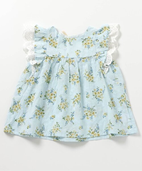 apres les cours（アプレレクール）の「【リンク】レースフラワープリントチュニック（シャツ/ブラウス・キッズ・サックスブルー/オフホワイト・90/100/110/120/80/130/140）」の15枚目の写真