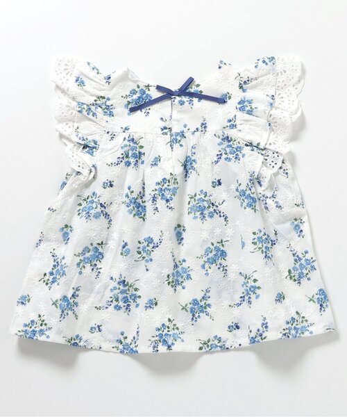 apres les cours（アプレレクール）の「【リンク】レースフラワープリントチュニック（シャツ/ブラウス・キッズ・サックスブルー/オフホワイト・90/100/110/120/80/130/140）」の16枚目の写真