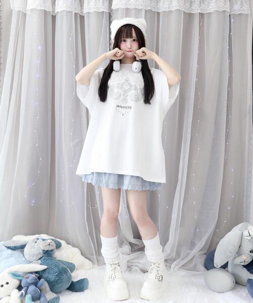 Whinny（ホワイニー）の「Whinny/心臓天国ティー（Tシャツ/カットソー・レディース・ホワイト/サックスブルー/ブラック・FREE）」の5枚目の写真