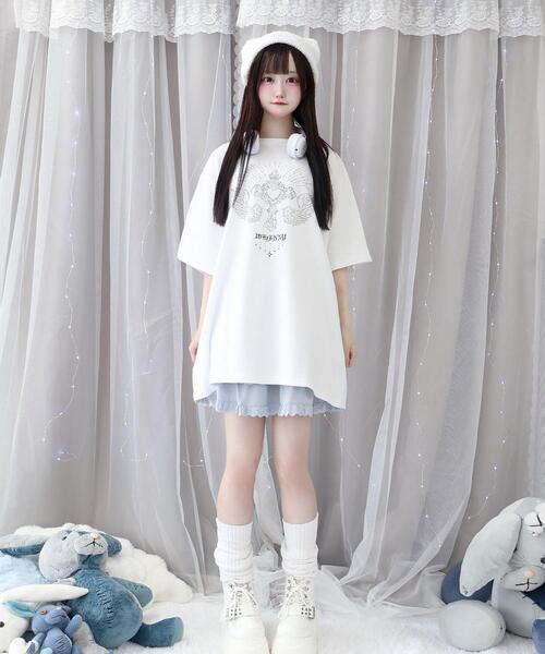 Whinny（ホワイニー）の「Whinny/心臓天国ティー（Tシャツ/カットソー・レディース・ホワイト/サックスブルー/ブラック・FREE）」の6枚目の写真