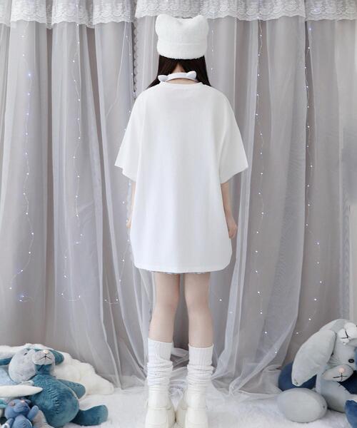 Whinny（ホワイニー）の「Whinny/心臓天国ティー（Tシャツ/カットソー・レディース・ホワイト/サックスブルー/ブラック・FREE）」の8枚目の写真