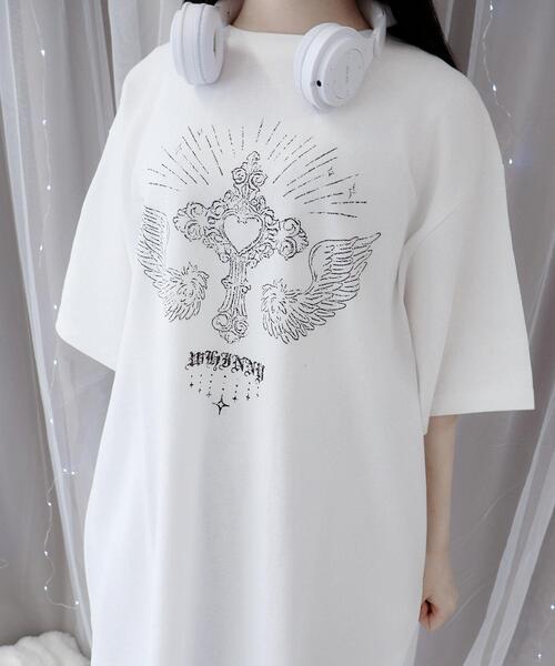 Whinny（ホワイニー）の「Whinny/心臓天国ティー（Tシャツ/カットソー・レディース・ホワイト/サックスブルー/ブラック・FREE）」の9枚目の写真