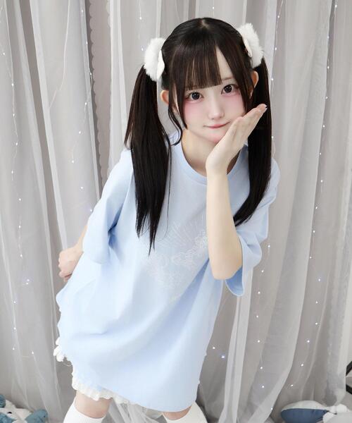 Whinny（ホワイニー）の「Whinny/心臓天国ティー（Tシャツ/カットソー・レディース・ホワイト/サックスブルー/ブラック・FREE）」の12枚目の写真